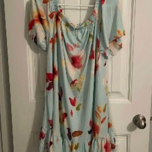 Lg Pinkblush Maternity Mint Green Floral Off Shoulder Dress